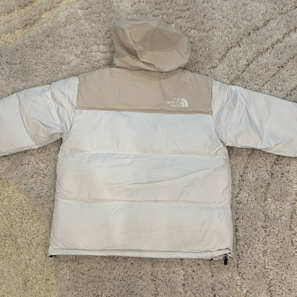 The North Face 1996 Retro Nuptse White / Cream Two Tone Puffer Jacket Mens Large - Picture 2 of 2